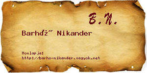 Barhó Nikander névjegykártya